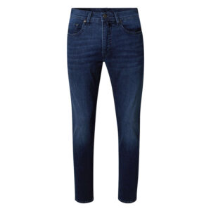 cardin sportswear jean indigo avec une coupe ajustee et une fermeture zippee avec un bouton 8