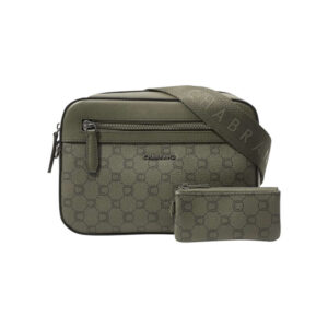 chabrand sac a bandouliere kaki pourvu d un motif monogramme contraste