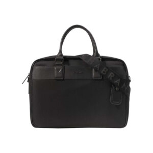 chabrand sac porte documents noir a bandouliere reglable orne du logo de la marque