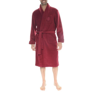 christian cane robe de chambre longue rouge unie a coupe ajustee et col chale 2