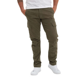 daytona 73 cargo en coton kaki uni slim avec poches cargo zippees et poches a l italienne
