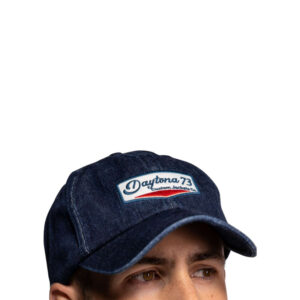 daytona 73 casquette roswell en coton bleue denim pourvue du patch de la marque