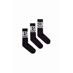 diesel lot de 3 paires de chaussettes hautes en coton melange noires 2