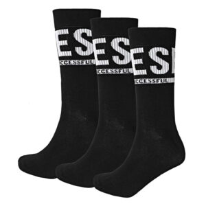 diesel lot de 3 paires de chaussettes noires en coton melange unies