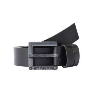 g star raw ceinture en cuir lisse noire unie avec une boucle carree metallique