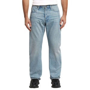 g star raw jean en coton bleu avec des passants a la taille et une coupe droite