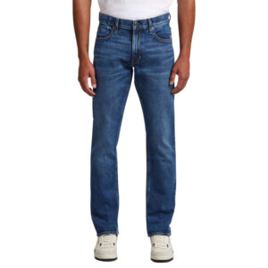 g star raw jean en coton bleu avec une coupe droite et des passants pour ceinture 2