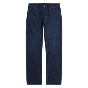 g star raw jean en coton bleu nuit avec une coupe droite et une braguette boutonnee