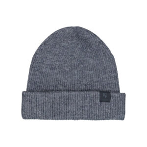 garcia bonnet bleu uni en maille cotelee avec un large revers