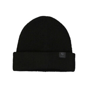 garcia bonnet noir uni en maille cotelee avec un large revers
