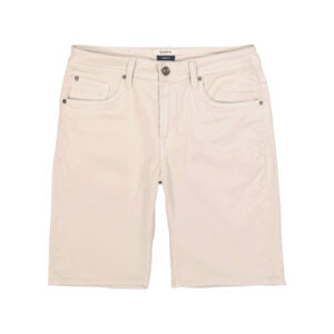 garcia short 5 poches en coton melange ecru uni avec une coupe droite