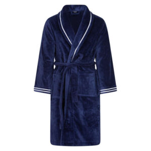 hom peignoir estaque marine en coton uni coupe droite col crante