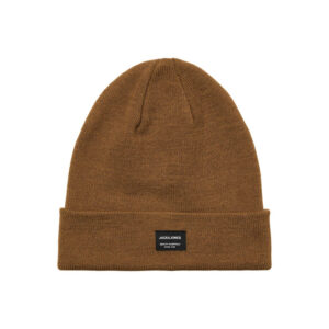 jack jones bonnet camel en maille fine avec un patch noir sur le revers
