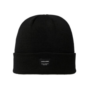 jack jones bonnet noir uni avec une etiquette cousue sur l ourlet