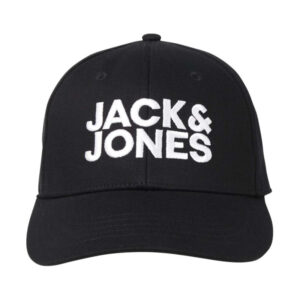 jack jones casquette en coton noire unie avec une coupe strapback et nom de la marque