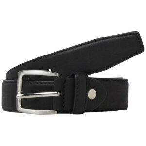 jack jones ceinture noire unie avec une boucle argentee et un passant en simili