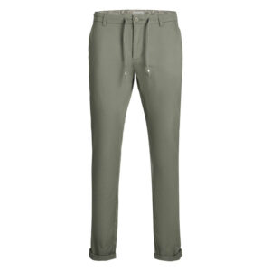jack jones chino en coton kaki uni avec une coupe droite et des passants pour ceinture
