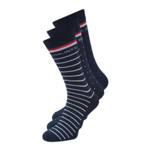 jack jones coffret de chaussettes hautes en coton melange marine coupe haute rayees a pois et unies