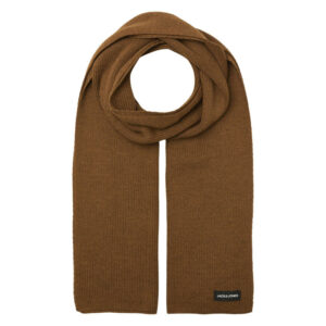 jack jones echarpe camel en maille fine avec un patch iconique noir et blanc