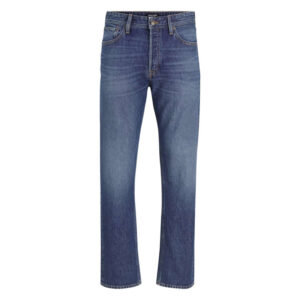 jack jones jean chris bleu avec une coupe droite a fermeture zippee et bouton