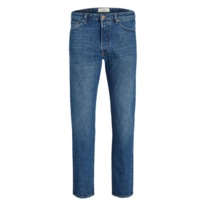 jack jones jean chris en coton melange indigo avec une coupe regular et patch a l arriere