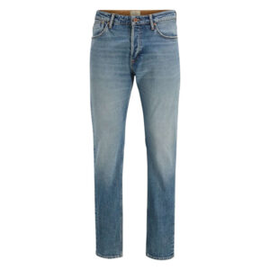 jack jones jean en coton melange stone uni avec une coupe droite et des passants