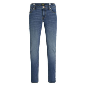 jack jones jean glenn en coton bleu avec une coupe slim et des passants pour ceinture