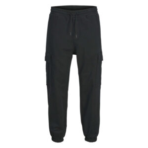 jack jones jogging cargo en coton noir uni a coupe droite et a taille mi haute avec cordon