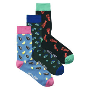 jack jones lot de 3 paires de chaussettes hautes en coton melange multicolores imprimees 2
