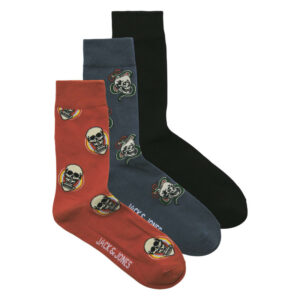 jack jones lot de 3 paires de chaussettes hautes en coton melange multicolores imprimees