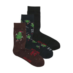 jack jones lot de 3 paires de chaussettes hautes multicolores a motifs avec une coupe haute 2