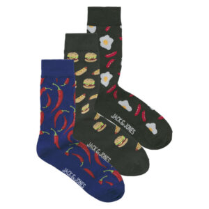 jack jones lot de 3 paires de chaussettes hautes multicolores a motifs avec une coupe haute