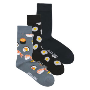 jack jones lot de 3 paires de chaussettes hautes noires a motifs et avec une coupe haute