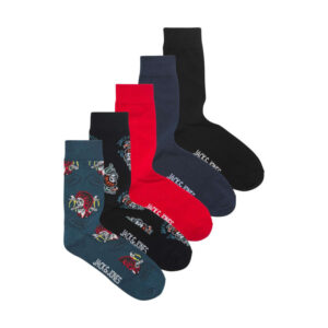 jack jones lot de 5 chaussettes en coton melange avec deux printees et 3 unies