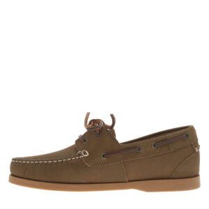 jack jones mocassins bateau en cuir marrons avec des surpiqures beiges a talon decroche bas 4