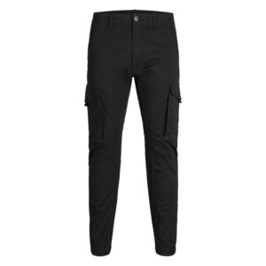jack jones pantalon cargo en coton melange noir uni coupe slim et poches aux cuisses 4