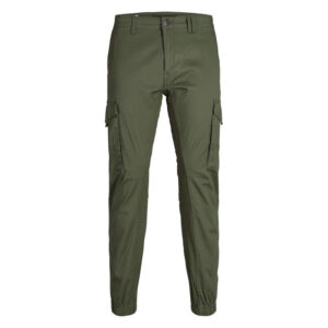 jack jones pantalon cargo paul flake en coton melange kaki uni avec une coupe slim 14