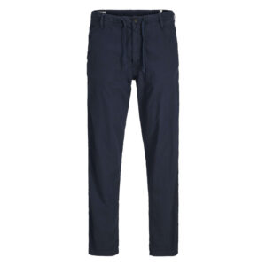 jack jones pantalon chino marine en coton et lin melanges pourvu d un cordon de serrage 8