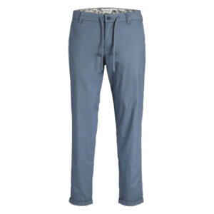 jack jones pantalon en coton bleu imprime avec une coupe chino et poches laterales