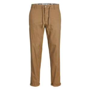 jack jones pantalon en coton camel uni avec une coupe slim et des poches boutonnees