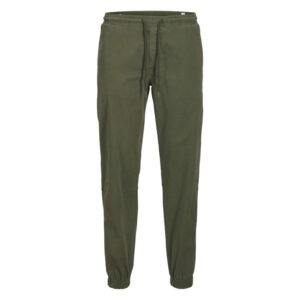 jack jones pantalon jogging jpstkane troy cuffed jogger sn en coton kaki uni a coupe droite