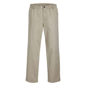jack jones pantalon karl lawrence en coton beige pourvu d une taille elastiquee