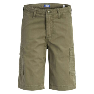 jack jones short cargo en coton kaki uni avec une coupe droite et 6 poches 4