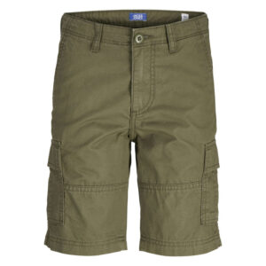jack jones short cargo kaki monochrome en coton avec 6 poches et une coupe droite 2