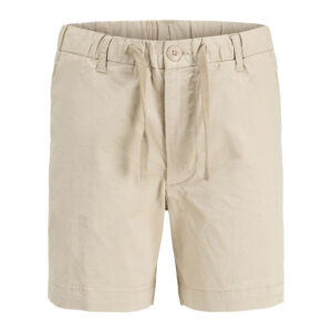 jack jones short chino en coton beige uni a coupe ample avec 4 poches et cordon 4