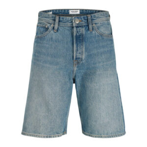 jack jones short en coton biologique bleu a coupe droite pourvu de multiples poches