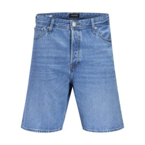 jack jones short en coton bleu delave avec une coupe droite et 1 bouton de fermeture 4