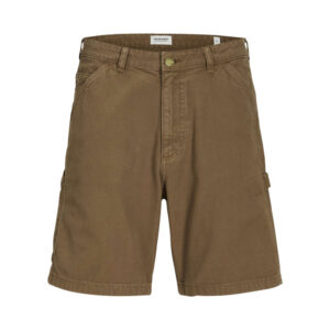 jack jones short en coton camel uni avec une coupe droite et des passants