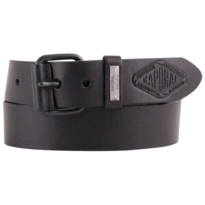 kaporal ceinture en cuir de vache noir unie avec boucle ardillon mate