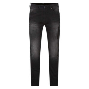 kaporal jean daxko en coton anthracite tachete a coupe slim avec logos de la marque